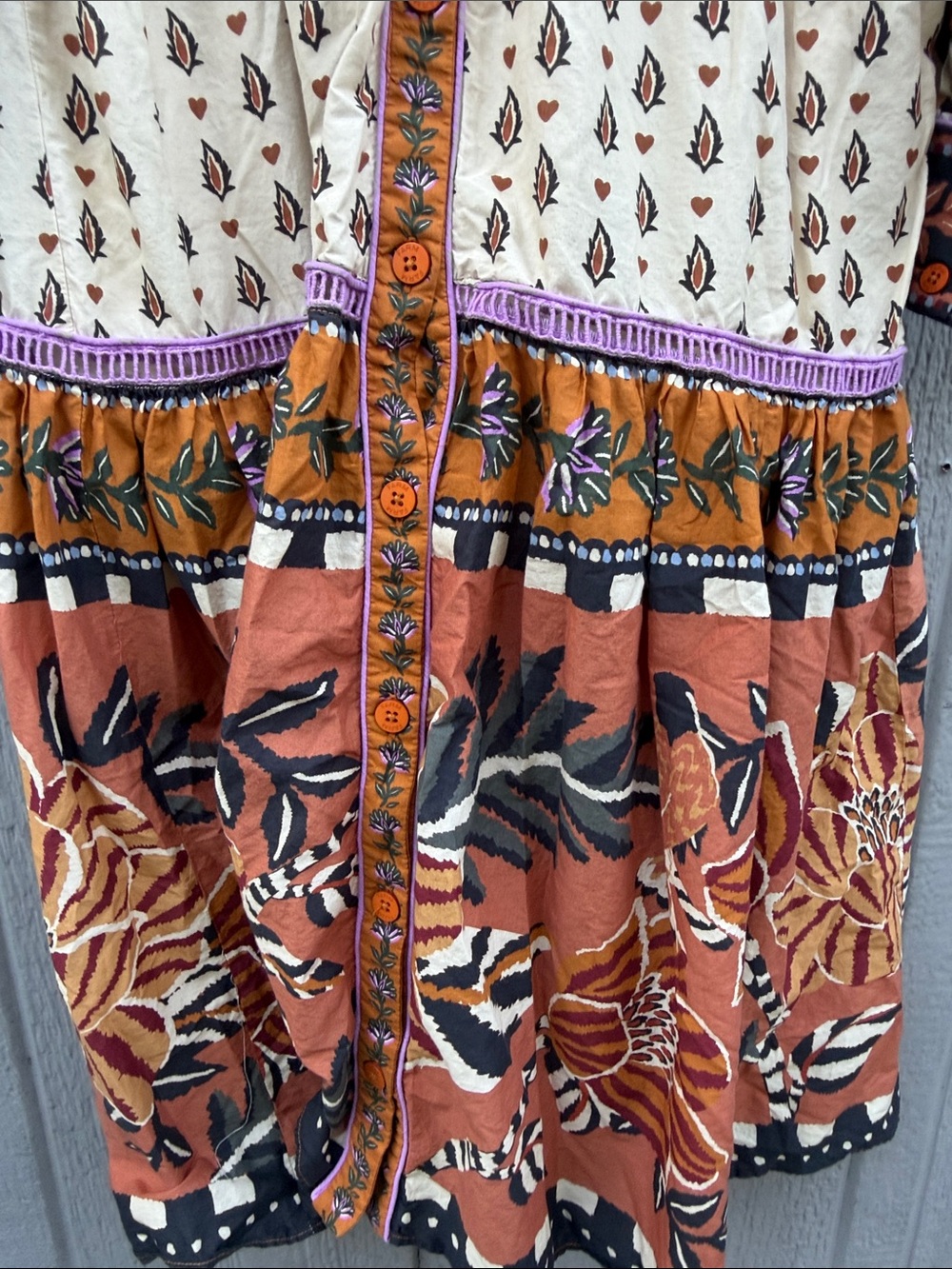 FARM Rio Ainika Floral Patchwork Tiered Boho Midi Dress Size: XS - Picture 8 of 12